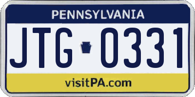 PA license plate JTG0331
