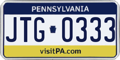 PA license plate JTG0333