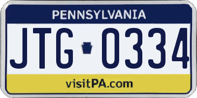 PA license plate JTG0334