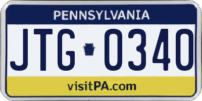 PA license plate JTG0340