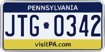 PA license plate JTG0342