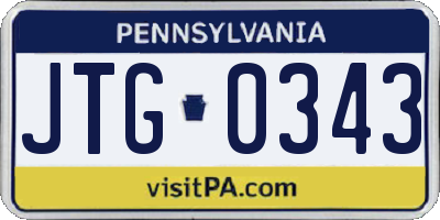 PA license plate JTG0343