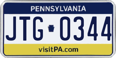 PA license plate JTG0344