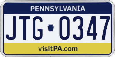 PA license plate JTG0347