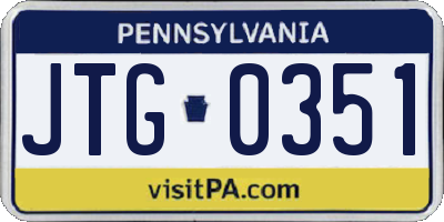 PA license plate JTG0351