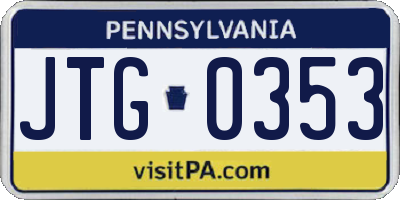 PA license plate JTG0353