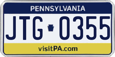 PA license plate JTG0355