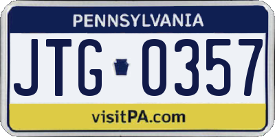 PA license plate JTG0357