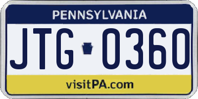 PA license plate JTG0360