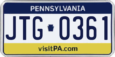 PA license plate JTG0361