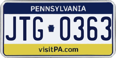 PA license plate JTG0363