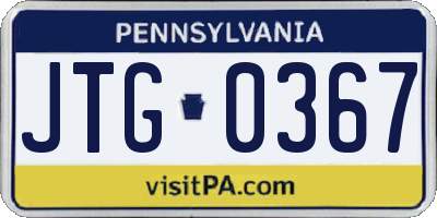 PA license plate JTG0367