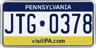 PA license plate JTG0378