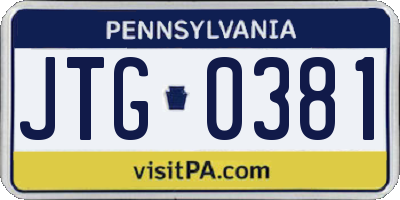 PA license plate JTG0381