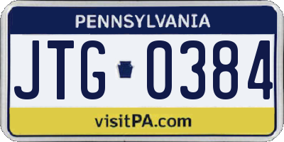 PA license plate JTG0384