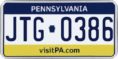 PA license plate JTG0386