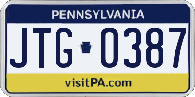PA license plate JTG0387