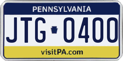 PA license plate JTG0400