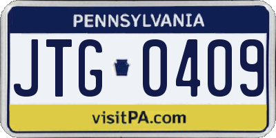 PA license plate JTG0409