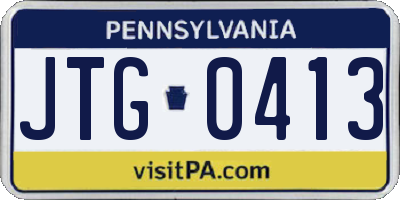 PA license plate JTG0413