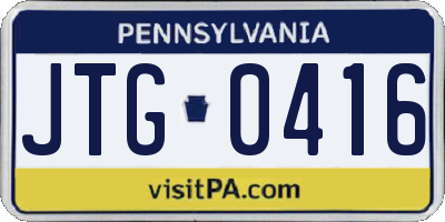 PA license plate JTG0416