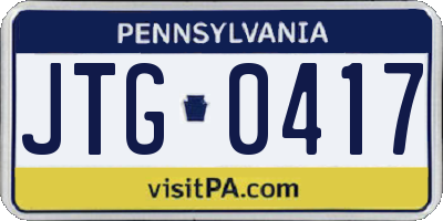 PA license plate JTG0417