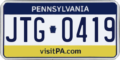 PA license plate JTG0419