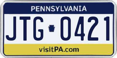 PA license plate JTG0421