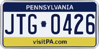 PA license plate JTG0426