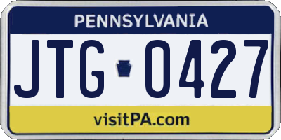 PA license plate JTG0427