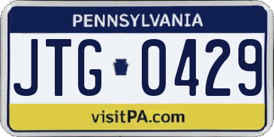 PA license plate JTG0429