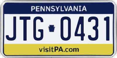 PA license plate JTG0431