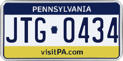 PA license plate JTG0434