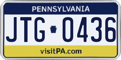 PA license plate JTG0436