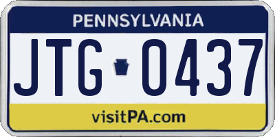 PA license plate JTG0437