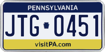 PA license plate JTG0451