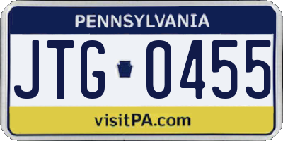 PA license plate JTG0455