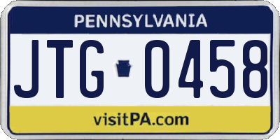 PA license plate JTG0458