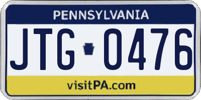 PA license plate JTG0476