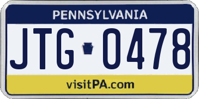 PA license plate JTG0478