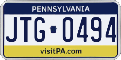 PA license plate JTG0494