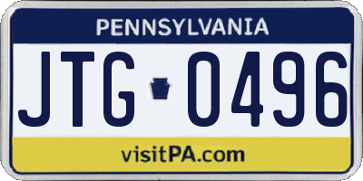 PA license plate JTG0496