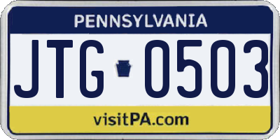 PA license plate JTG0503