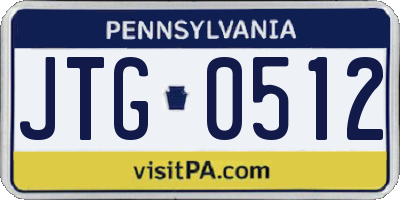 PA license plate JTG0512