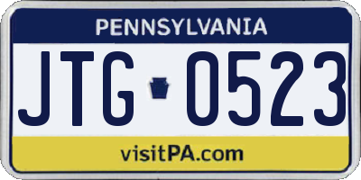 PA license plate JTG0523