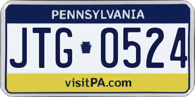 PA license plate JTG0524