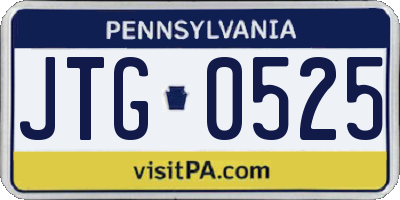 PA license plate JTG0525