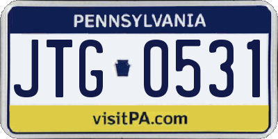 PA license plate JTG0531
