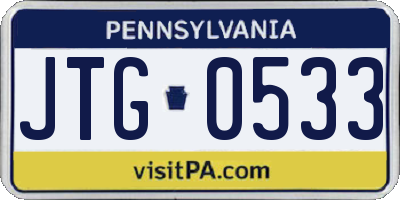 PA license plate JTG0533