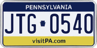 PA license plate JTG0540